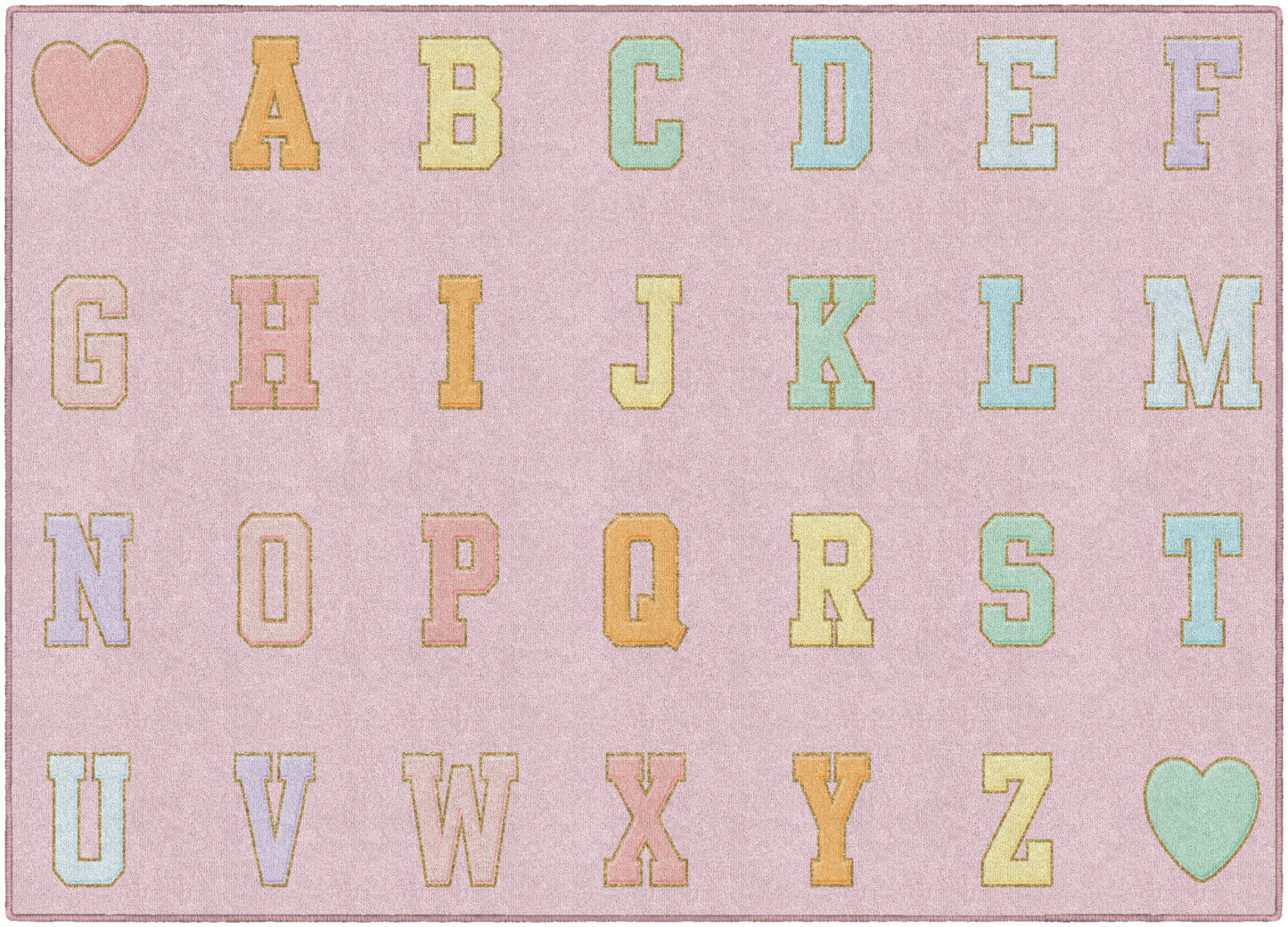 Pink Pastel Alphabet Criss Cross Applesauce Rug