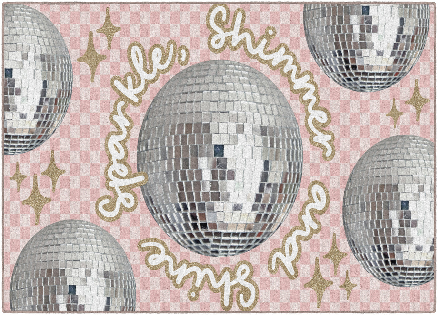 Sparkle, Shimmer, And Shine Disco Ball Checkerboard Rug