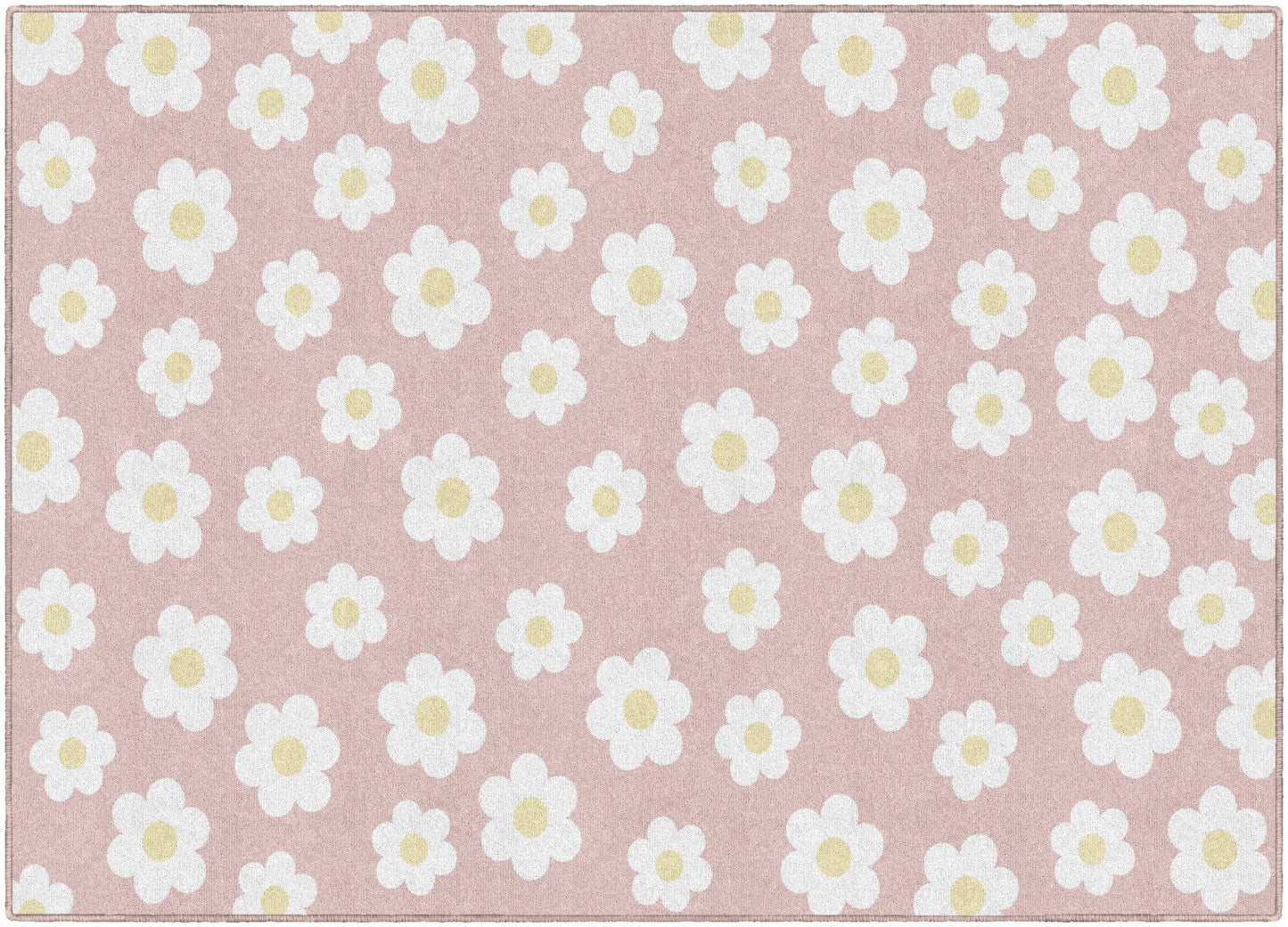 Retro Daisies On Pink Rug