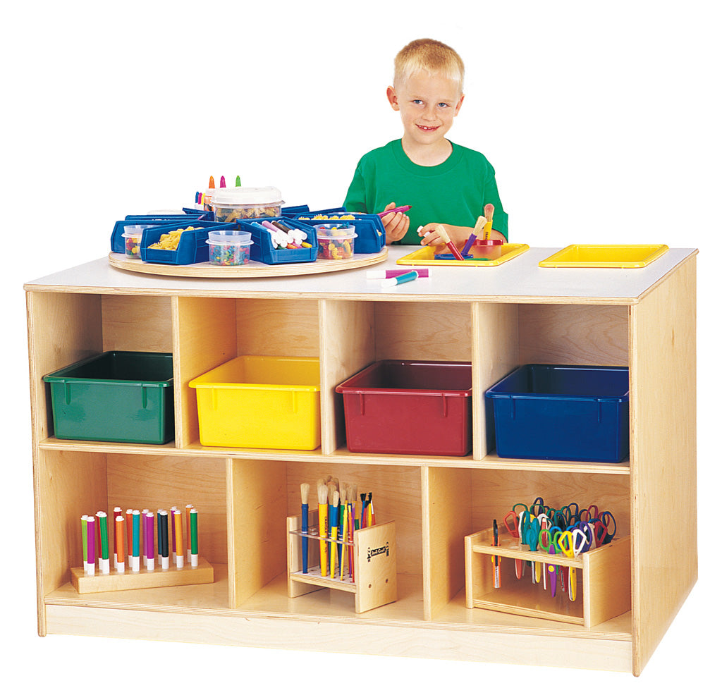 Jonti-Craft Mobile Twin Storage Island - with Colored Trays