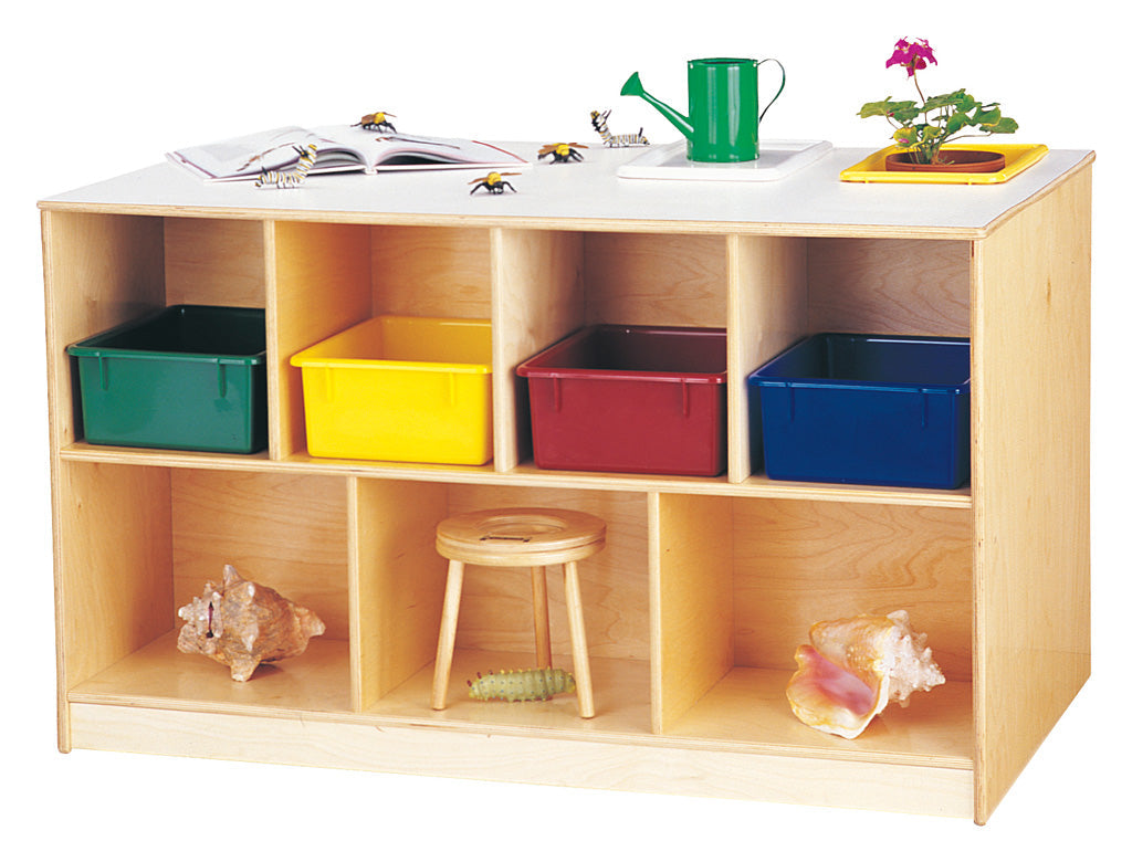 Jonti-Craft Mobile Twin Storage Island - with Colored Trays