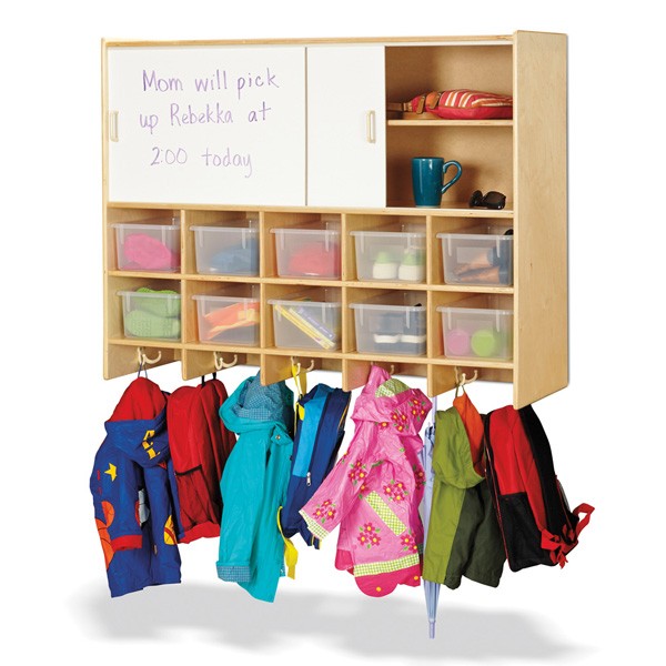 Jonti-Craft¨ 10 Section Wall Mount Coat Locker with Storage – with Clear Cubbie-Trays