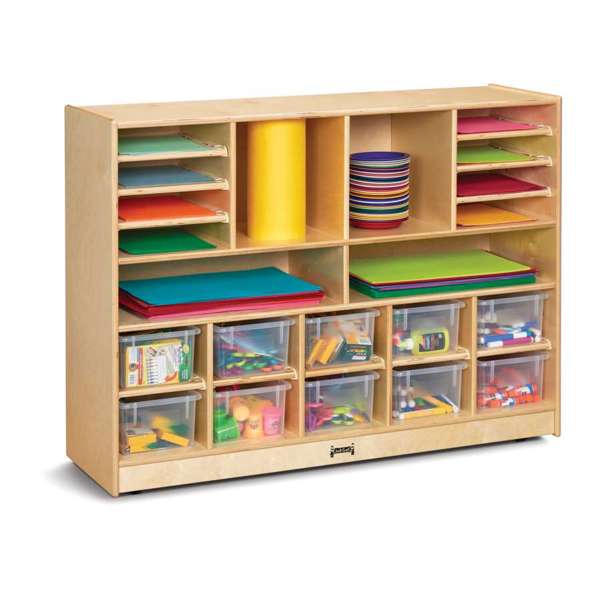 Jonti-Craft Deluxe Sectional Cubbie-Tray Mobile Unit - with Clear Trays
