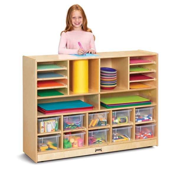 Jonti-Craft Deluxe Sectional Cubbie-Tray Mobile Unit - with Clear Trays