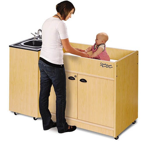 Ozark River¨ Kiddie Station Changing Table & Portable Sink Stainless Steel Single Basin & Laminate Top