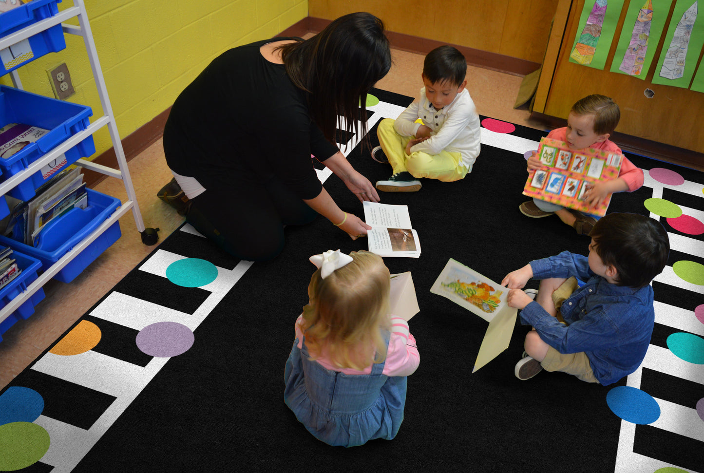 Just Teach Black, White Bright Polka Dot Border
