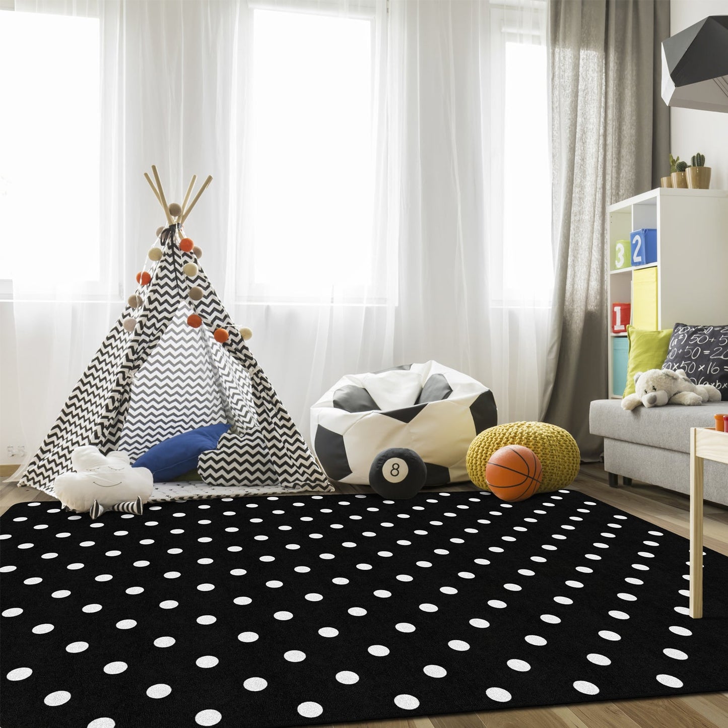 Black White & Stylish Brights Small Black & White Polka Dots