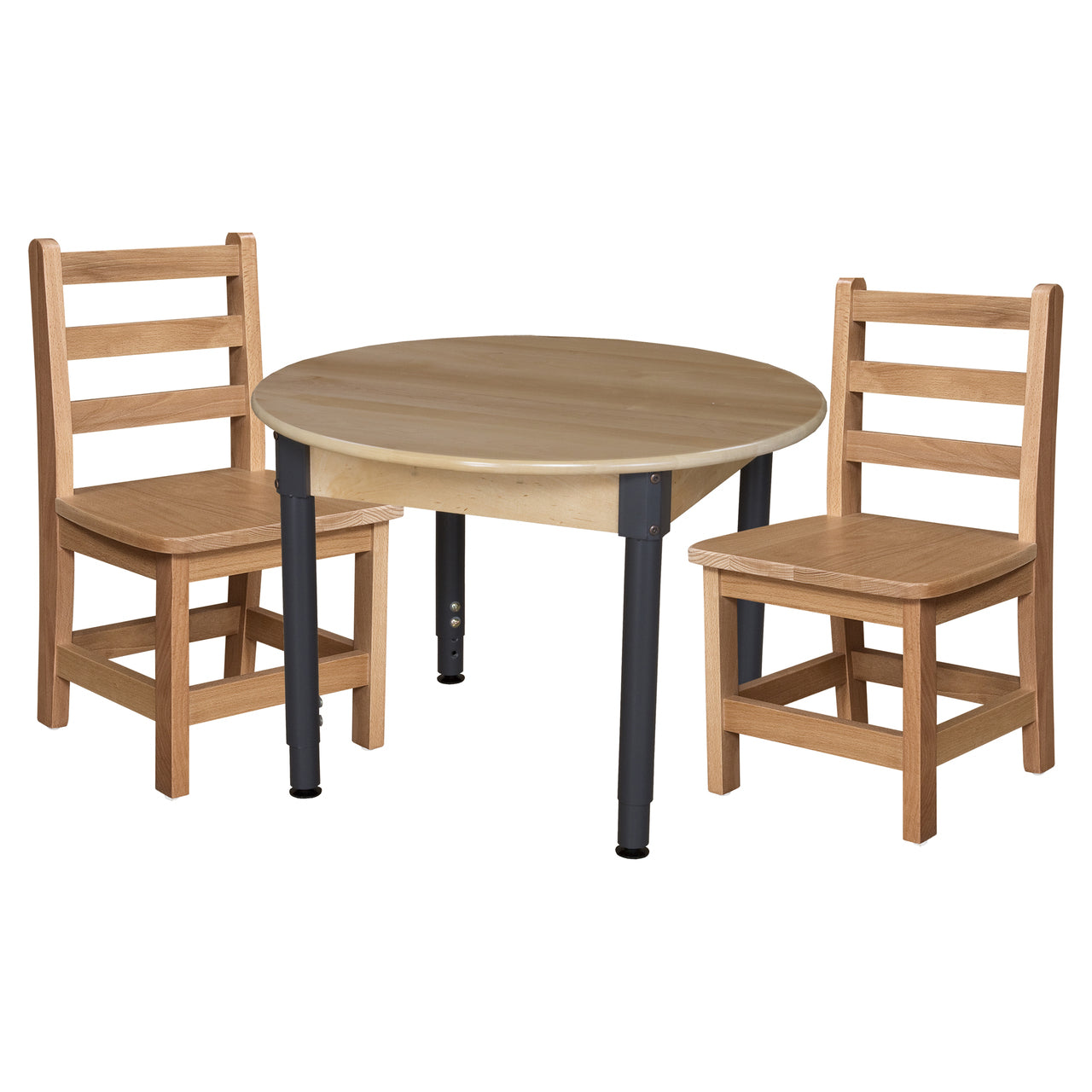 30" Round Hardwood Adjustable-Height Table w/ Chairs (18" Seat Height)
