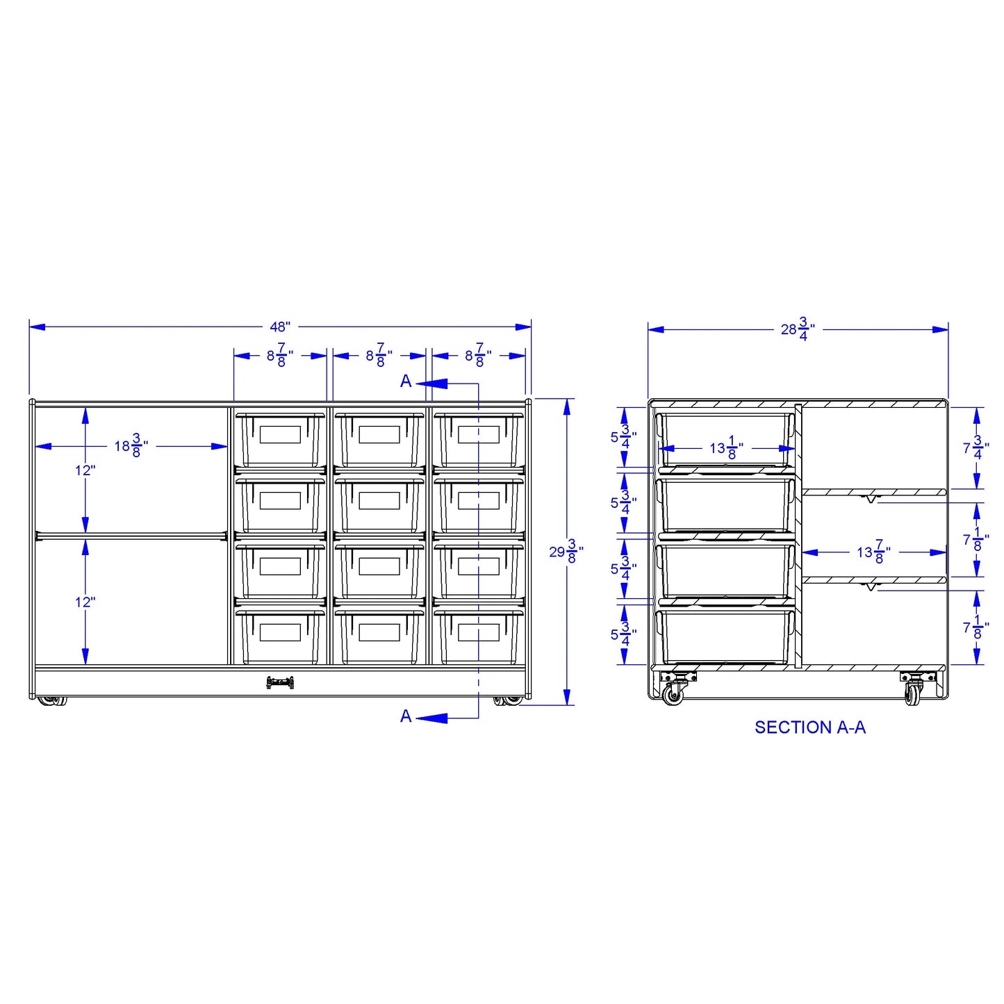 Jonti-Craft Mobile Storage Island - with Colored Trays