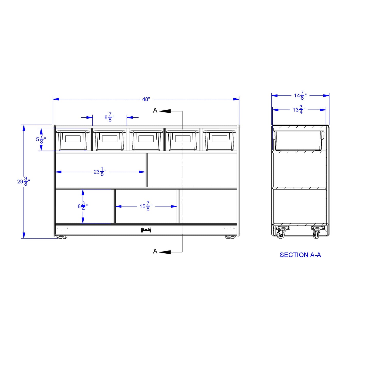 Jonti-Craft Low Combo Mobile Storage Unit - without Bins