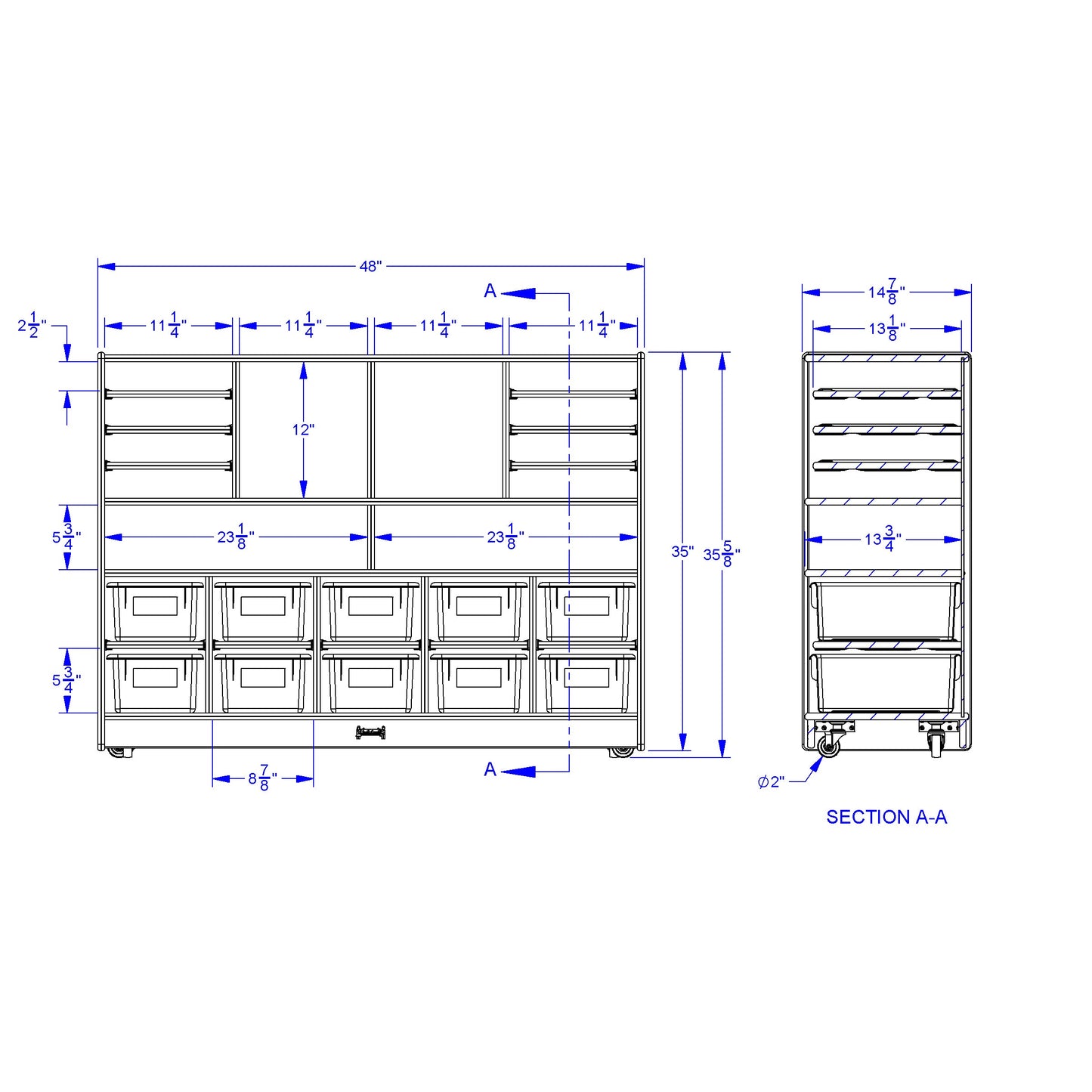 Jonti-Craft Deluxe Sectional Cubbie-Tray Mobile Unit - with Clear Trays
