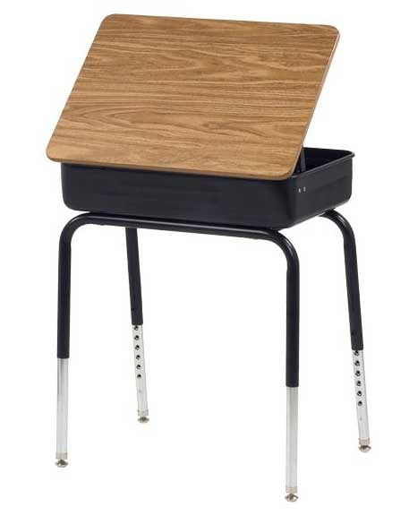 Lift-Lid Desk Medium Oak Laminate Surface