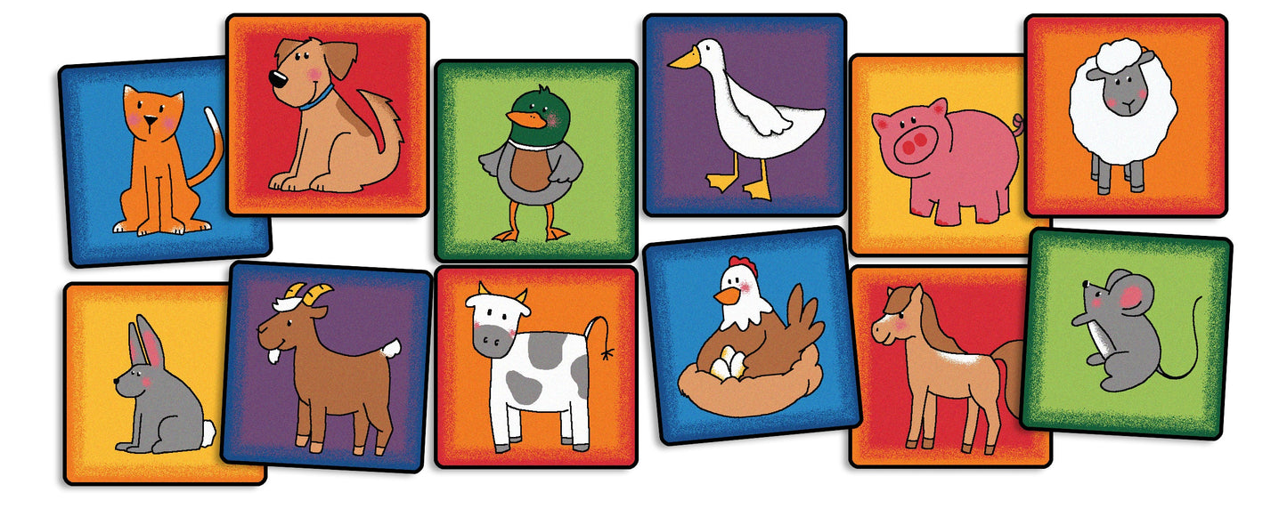 Farm Animal Seating Kit, Set of 12, 16" Squares