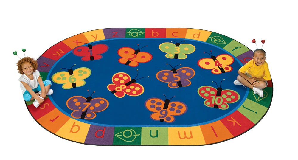 123 ABC Butterfly Fun Rug (3'10" x 5'5" Oval)