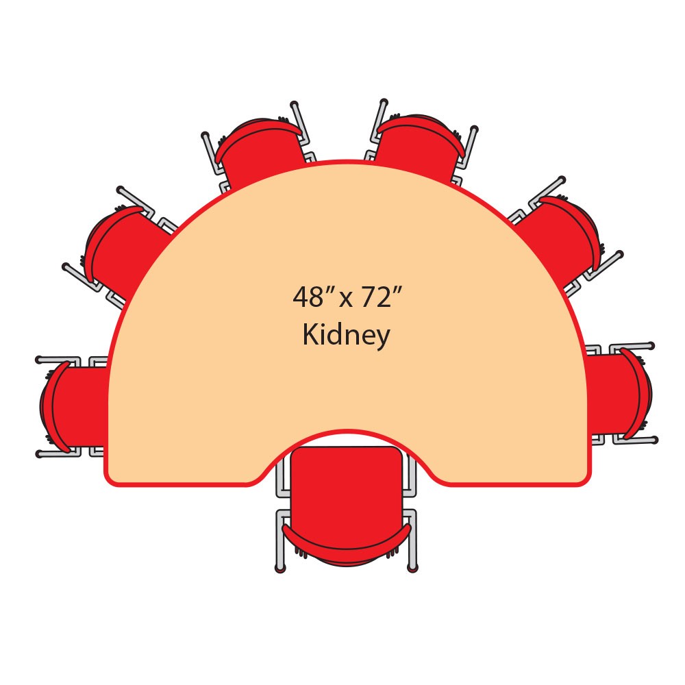 Adjustable Activity Kidney Table, 17"-25"H, (48" x 72")