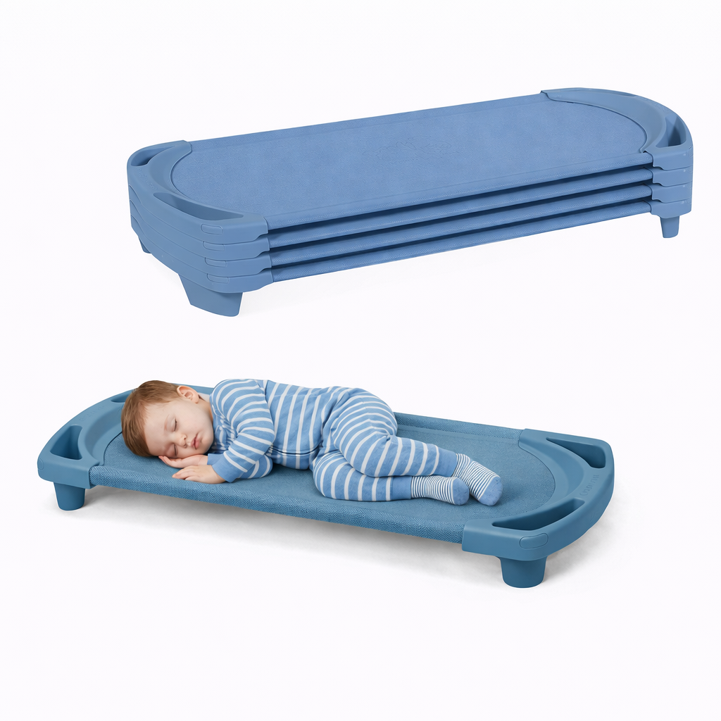 Wedgewood Blue SpaceLine Stackable Daycare Cots – Preschool & Toddler Nap Cot – No Assembly – Heavy-Duty Steel Frame with Sof-Tex® Fabric