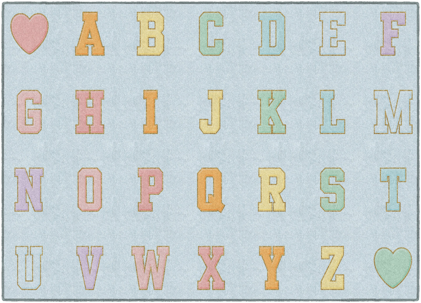 Blue Pastel Alphabet Criss Cross Applesauce Rug