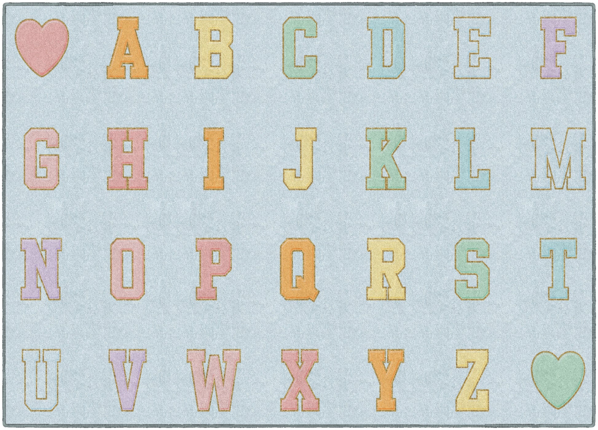 Blue Pastel Alphabet Criss Cross Applesauce Rug