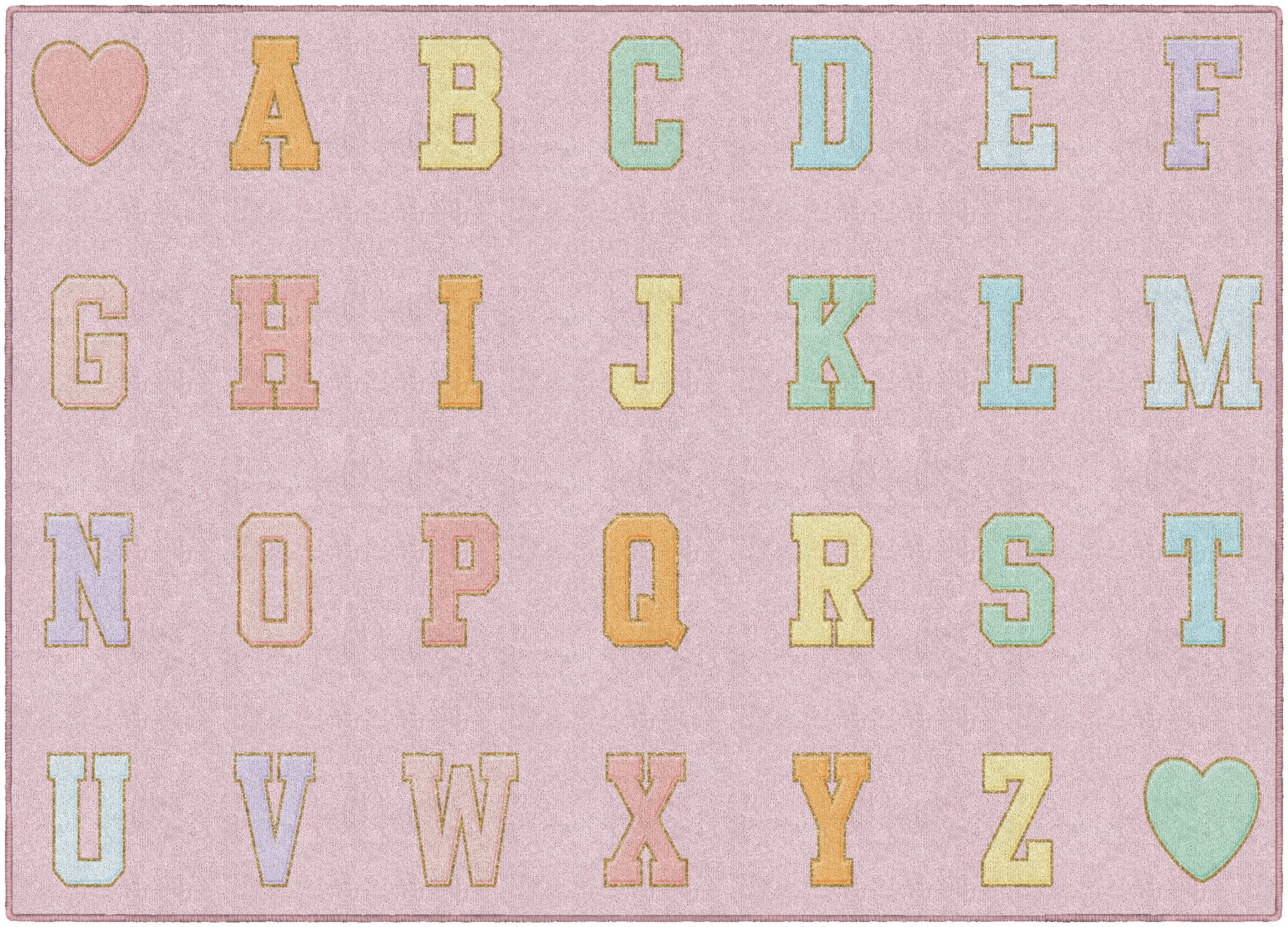Pink Pastel Alphabet Criss Cross Applesauce Rug