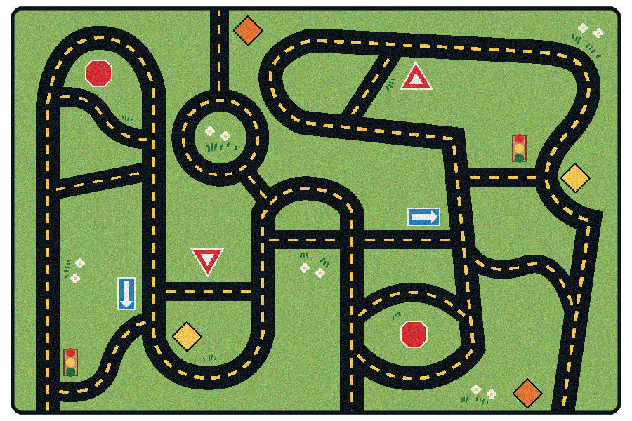 Drive & Play Accent Classroom Rug, Rectangle 3' x 4'6"
