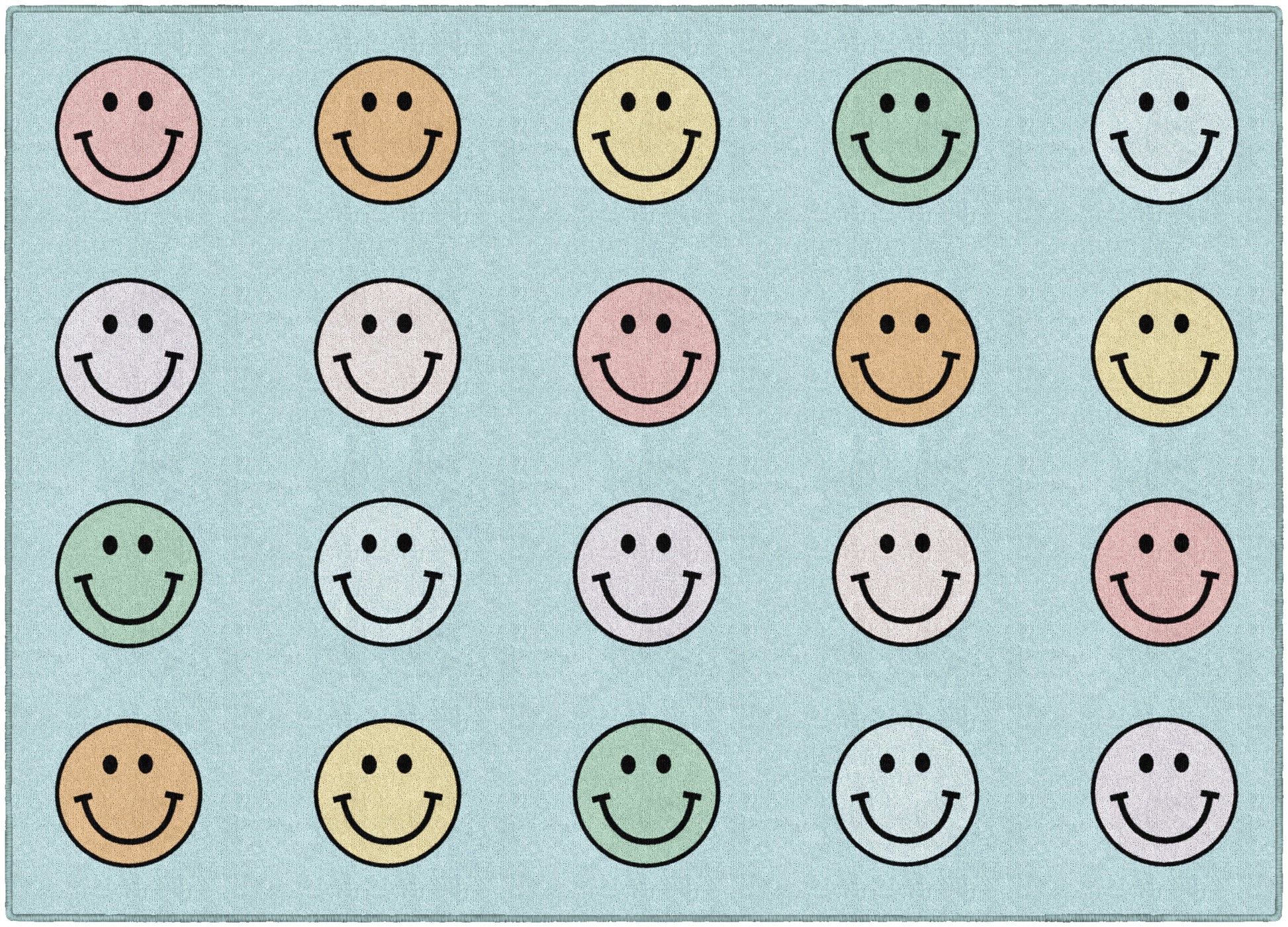 Pastel Rainbow Smileys Criss Cross Applesauce Rug