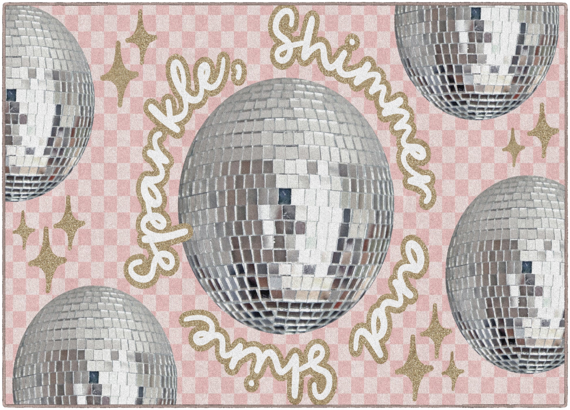 Sparkle, Shimmer, And Shine Disco Ball Checkerboard Rug