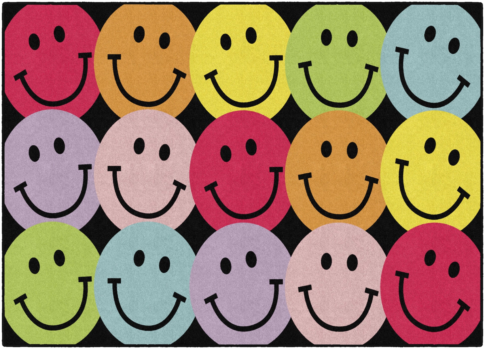 Big Rainbow Smiley Faces Rug