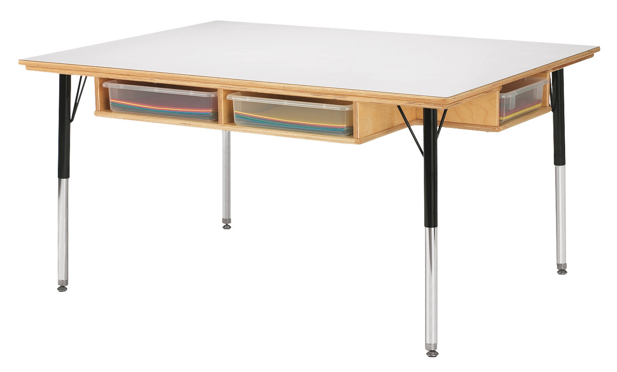 Jonti-Craft Table with Storage - 24" - 31" Ht - with Clear Paper-Trays