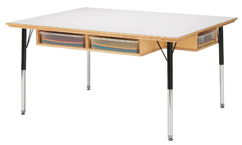 Jonti-Craft Table with Storage - 15" - 24" Ht - with Clear Paper-Trays