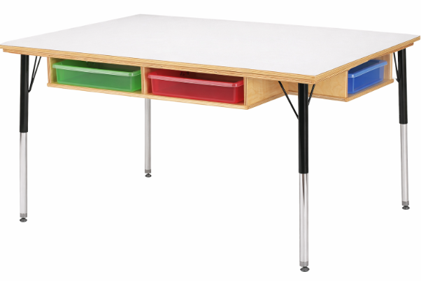 Jonti-Craft Table with Storage - 15" - 24" Ht - with Colored Paper-Trays