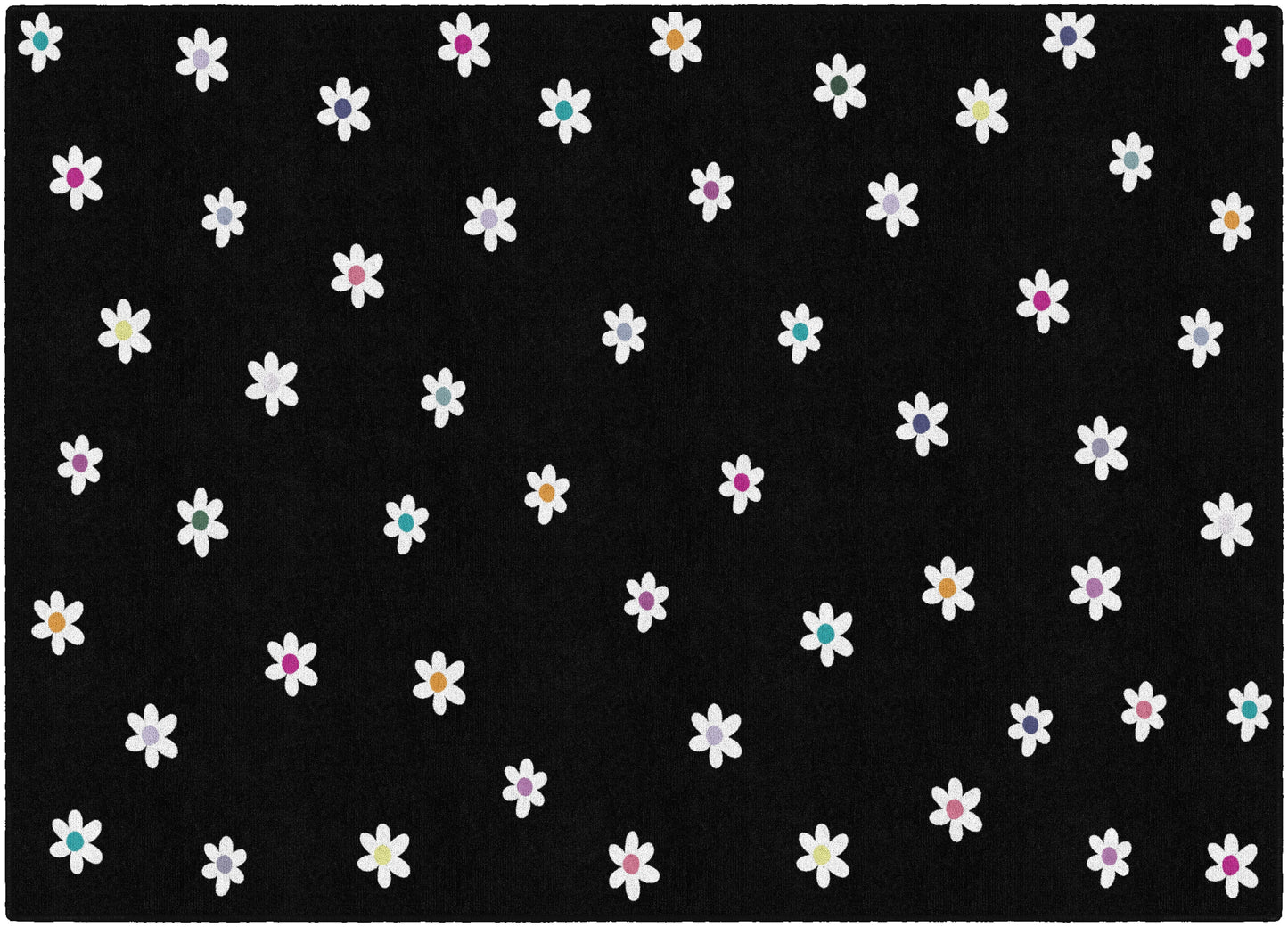Small Daisies On Black Rug