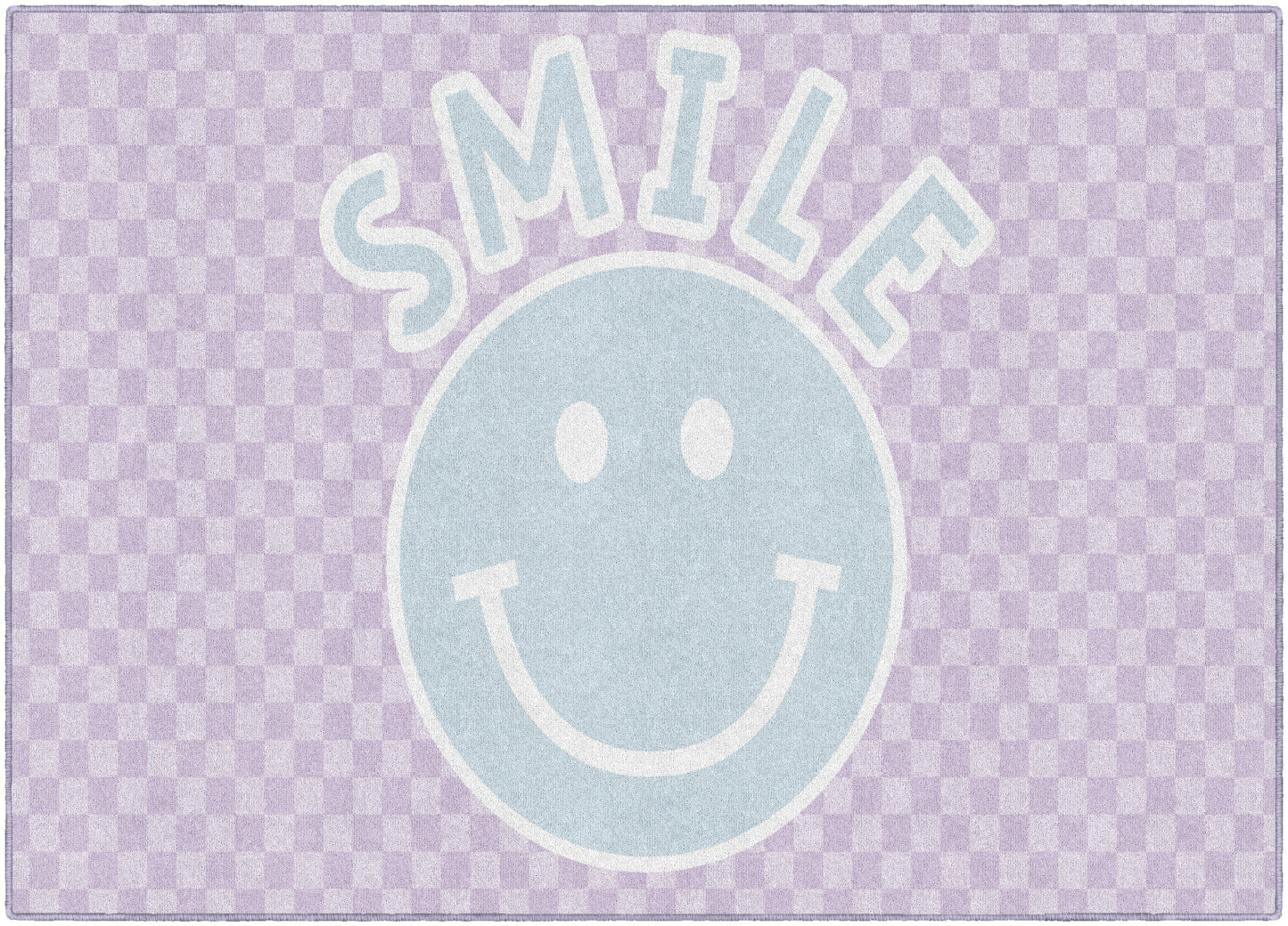 Smiley On Lavender Checkerboard Rug
