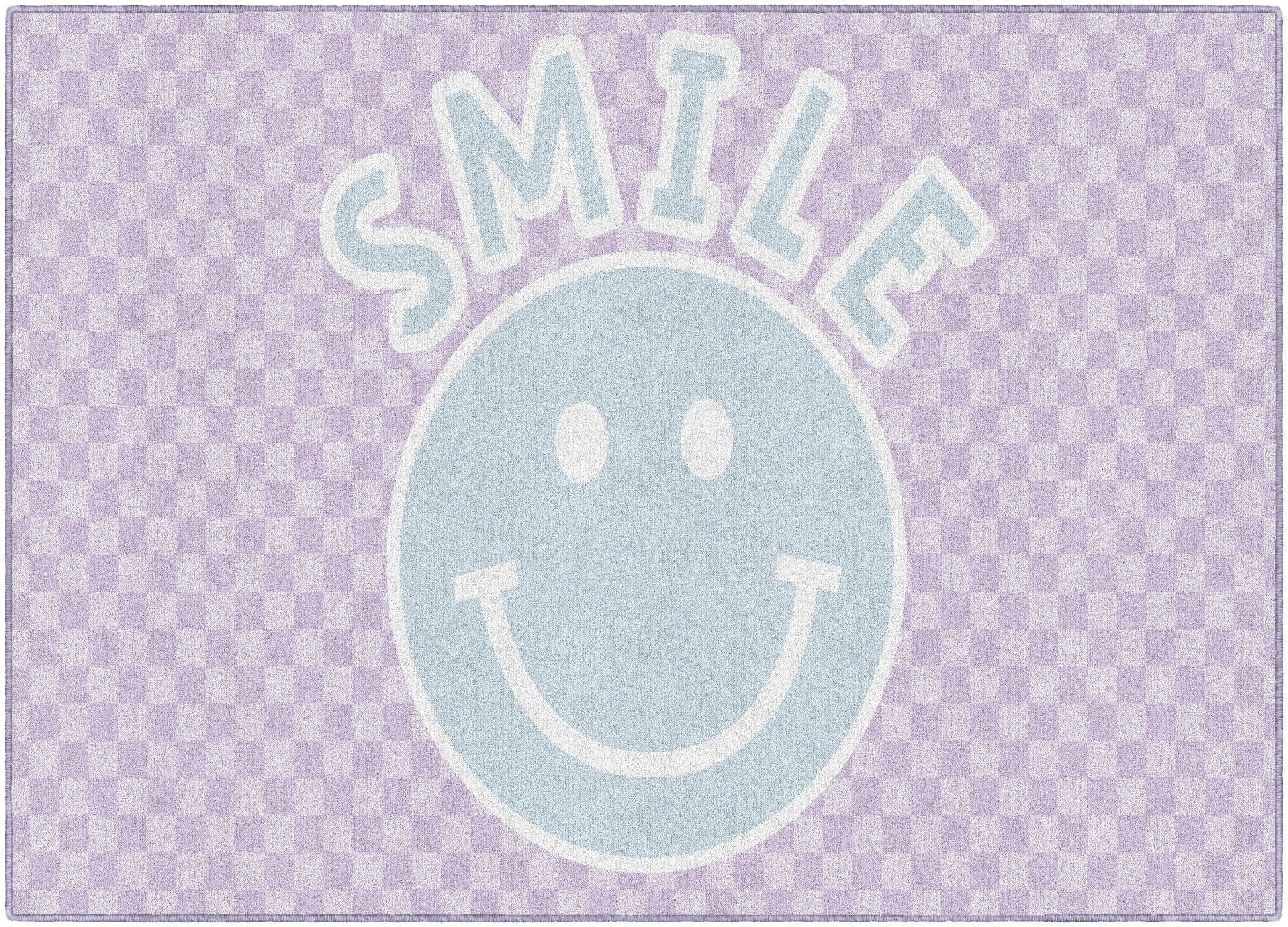Smiley On Lavender Checkerboard Rug