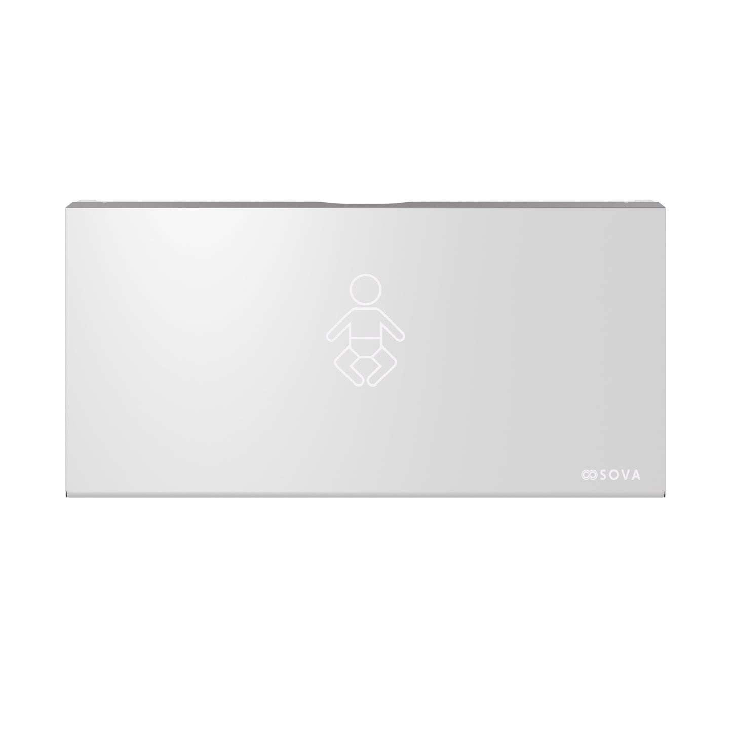 Aura Horizontal Frameless Surface Mount with Full Stainless Steel Wrap Baby Changing Station (No Handle, No Corners)