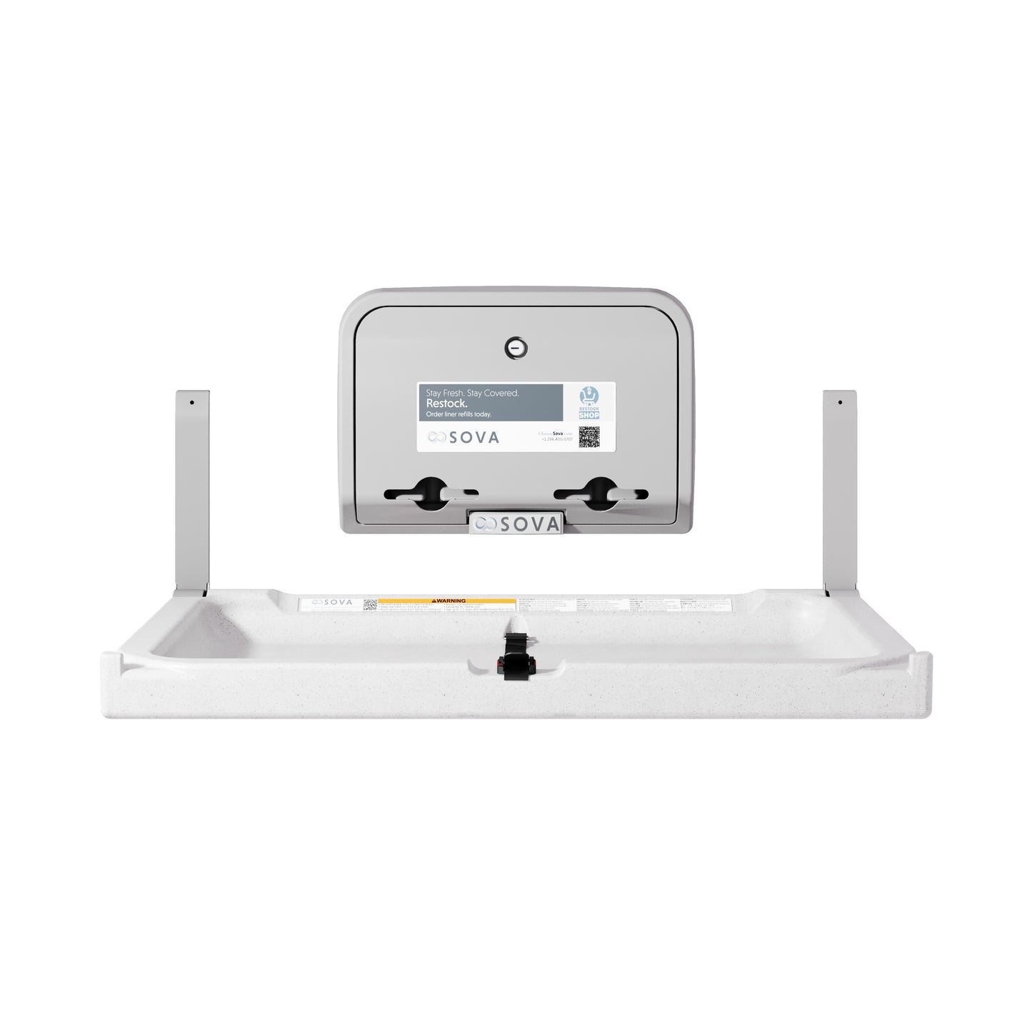 Element Horizontal Surface Mount Baby Changing Station with Light Gray Liner Dispenser