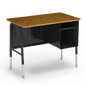 Jr. Executive Desk Medium Oak Surface with Black Frame (Adjustable)