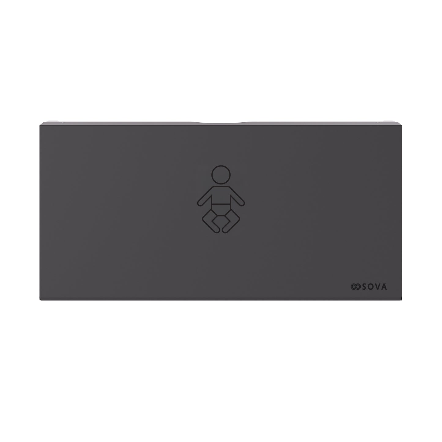 Aura Horizontal Frameless Surface Mount with Full Black Stainless Steel Wrap Baby Changing Station (No Handle, No Corners)