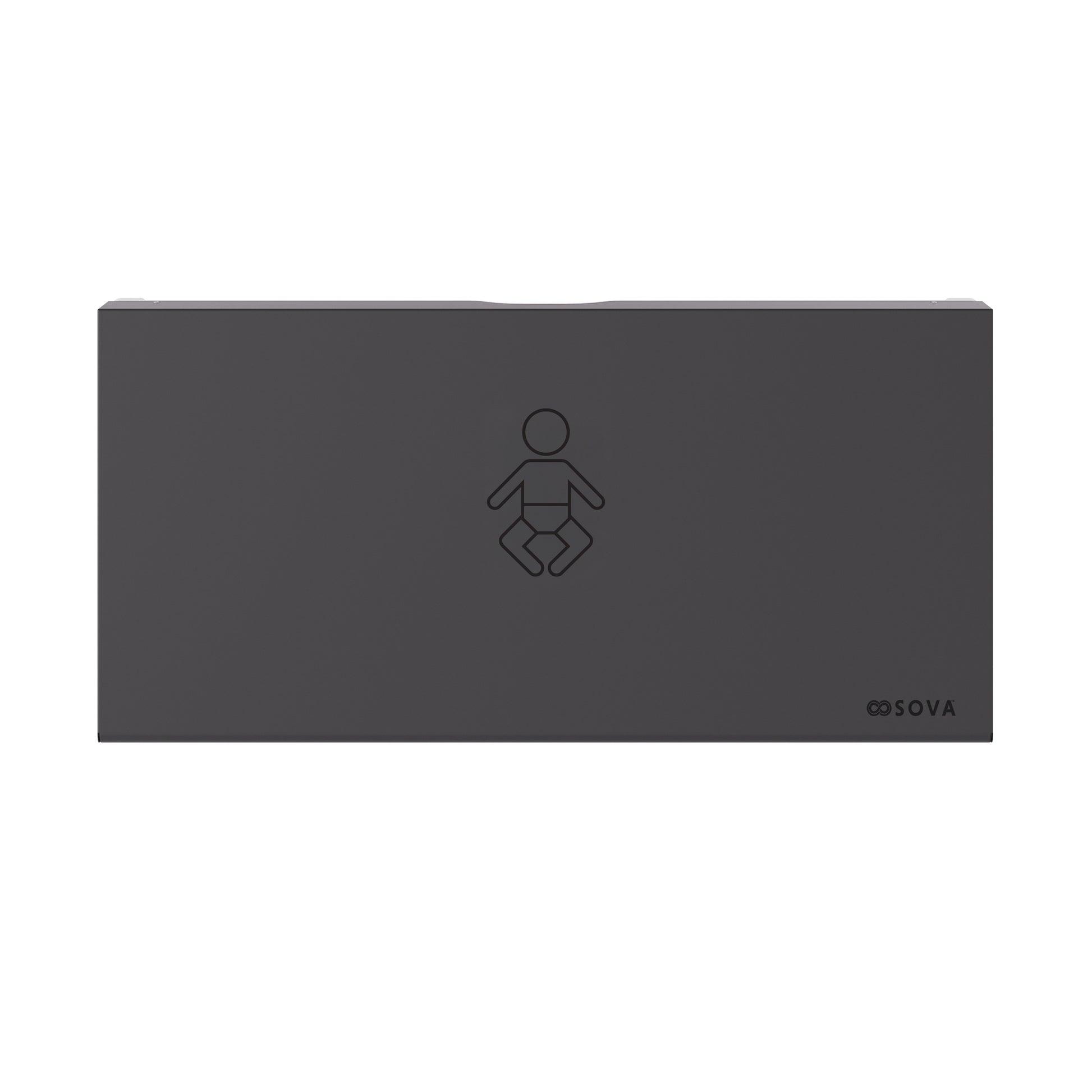 Aura Horizontal Frameless Surface Mount with Full Black Stainless Steel Wrap Baby Changing Station (No Handle, No Corners)