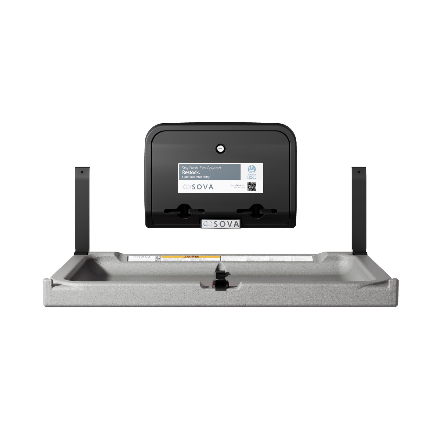 Element Horizontal Surface Mount Baby Changing Station with Black Liner Dispenser