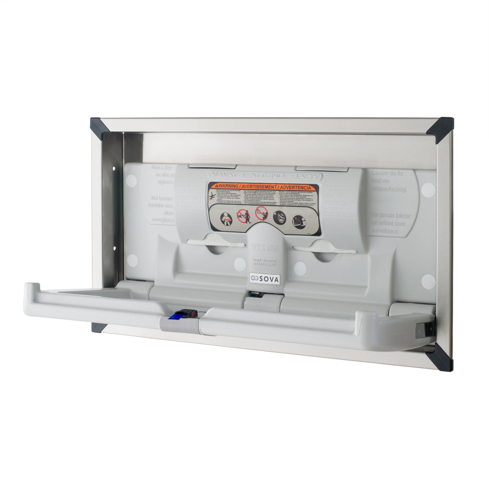 Origin Horizontal Recessed with Stainless Steel Flange Baby Changing Station