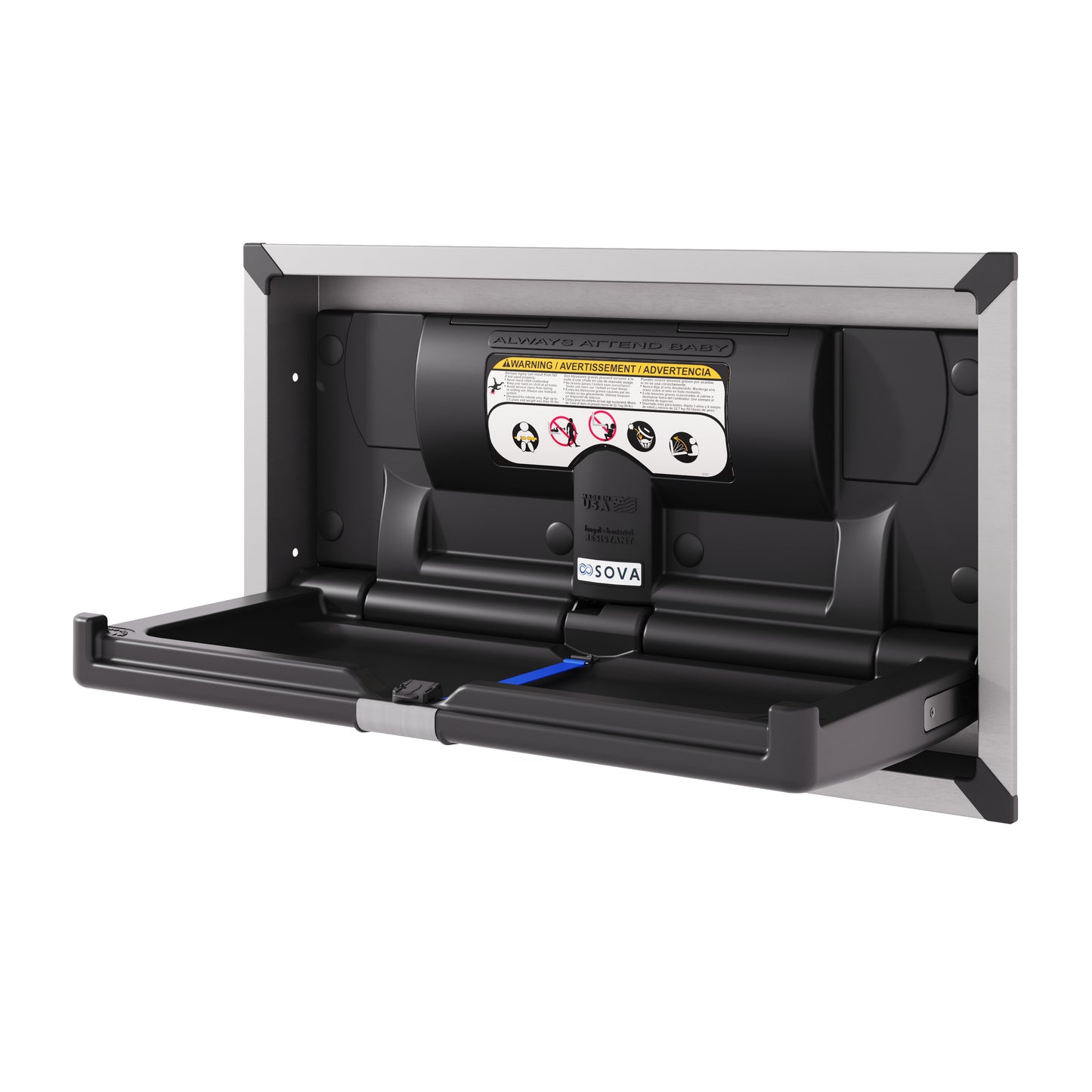 Origin Horizontal Recessed with Stainless Steel Flange Baby Changing Station