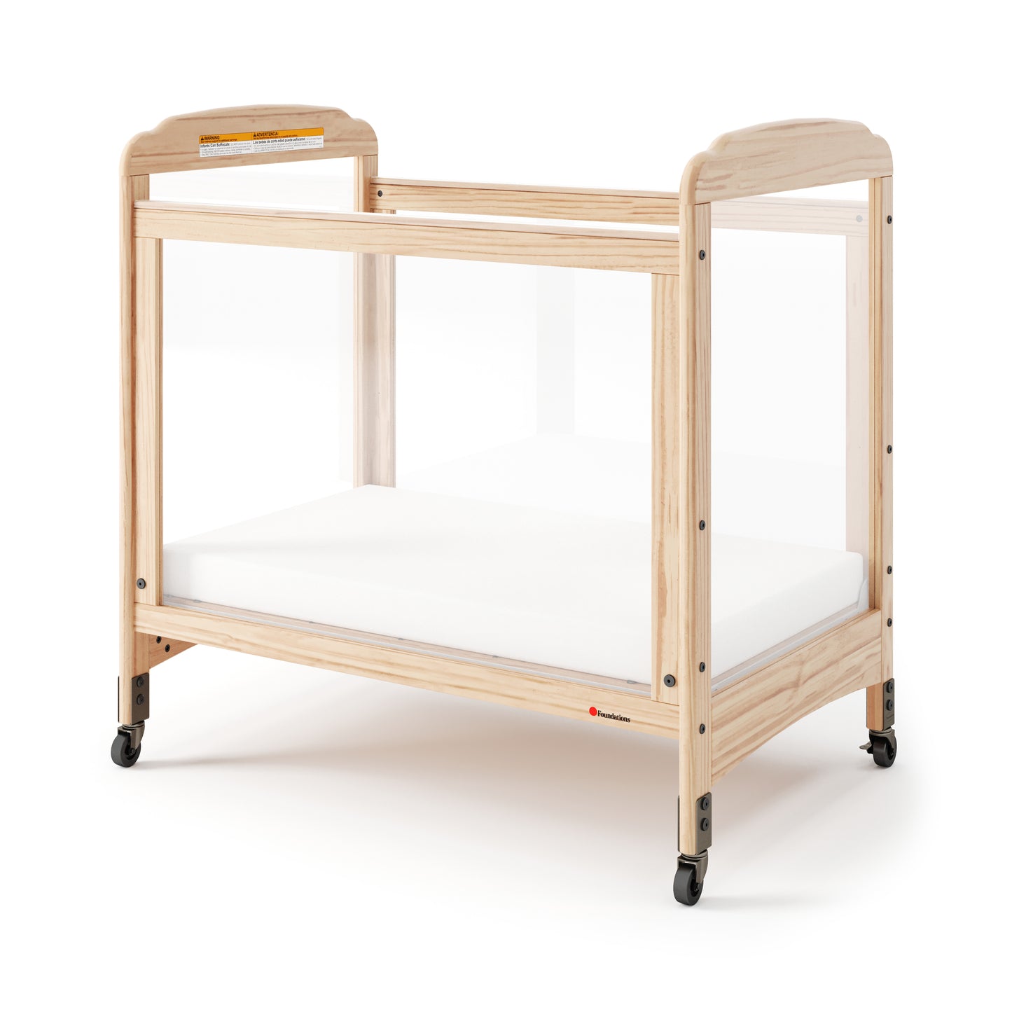 Next Gen Serenity 4 Panel Clearview Fixed-Side Compact Crib