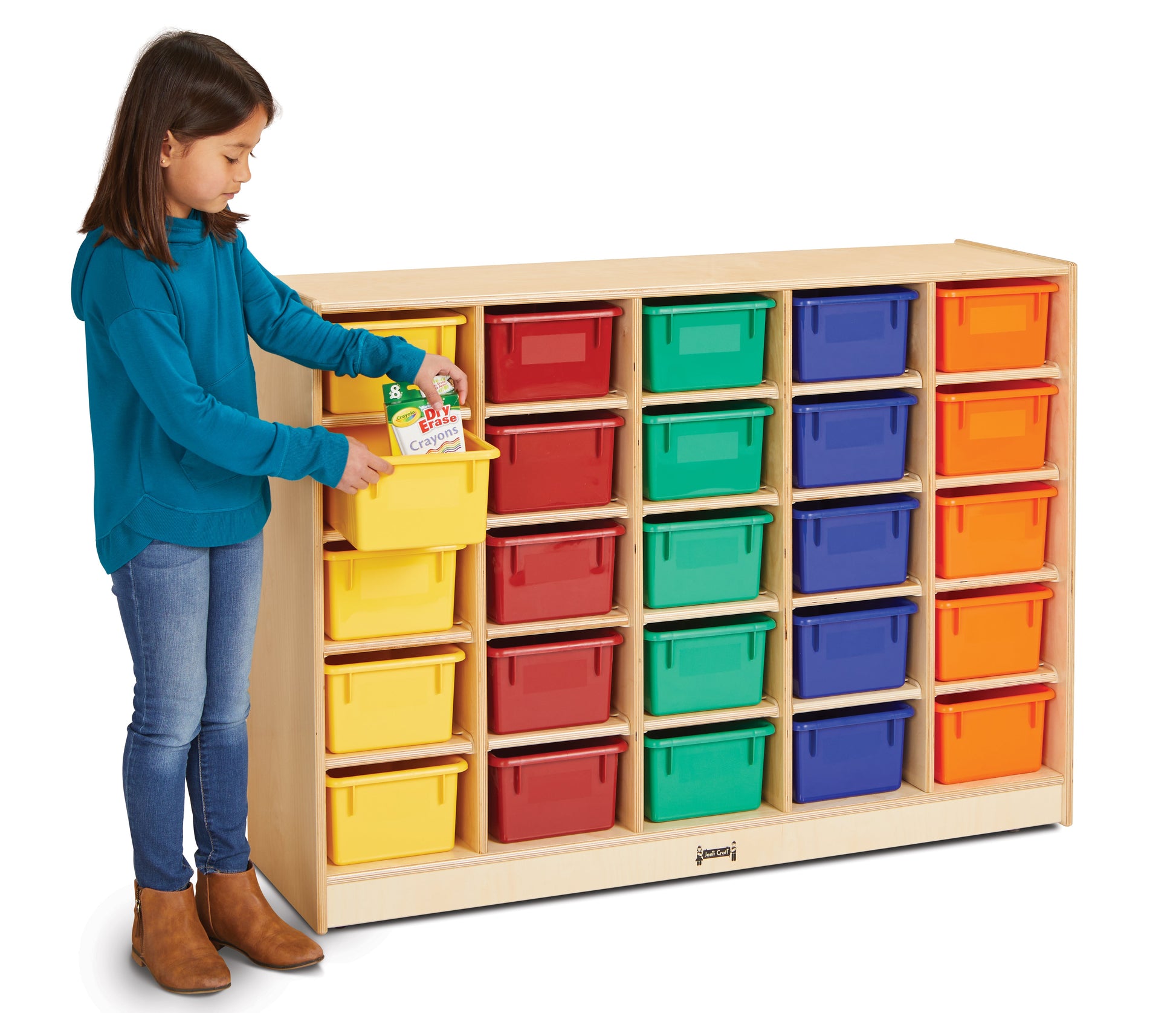 Jonti-Craft 25 Cubbie-Tray Mobile Storage - with Colored Trays