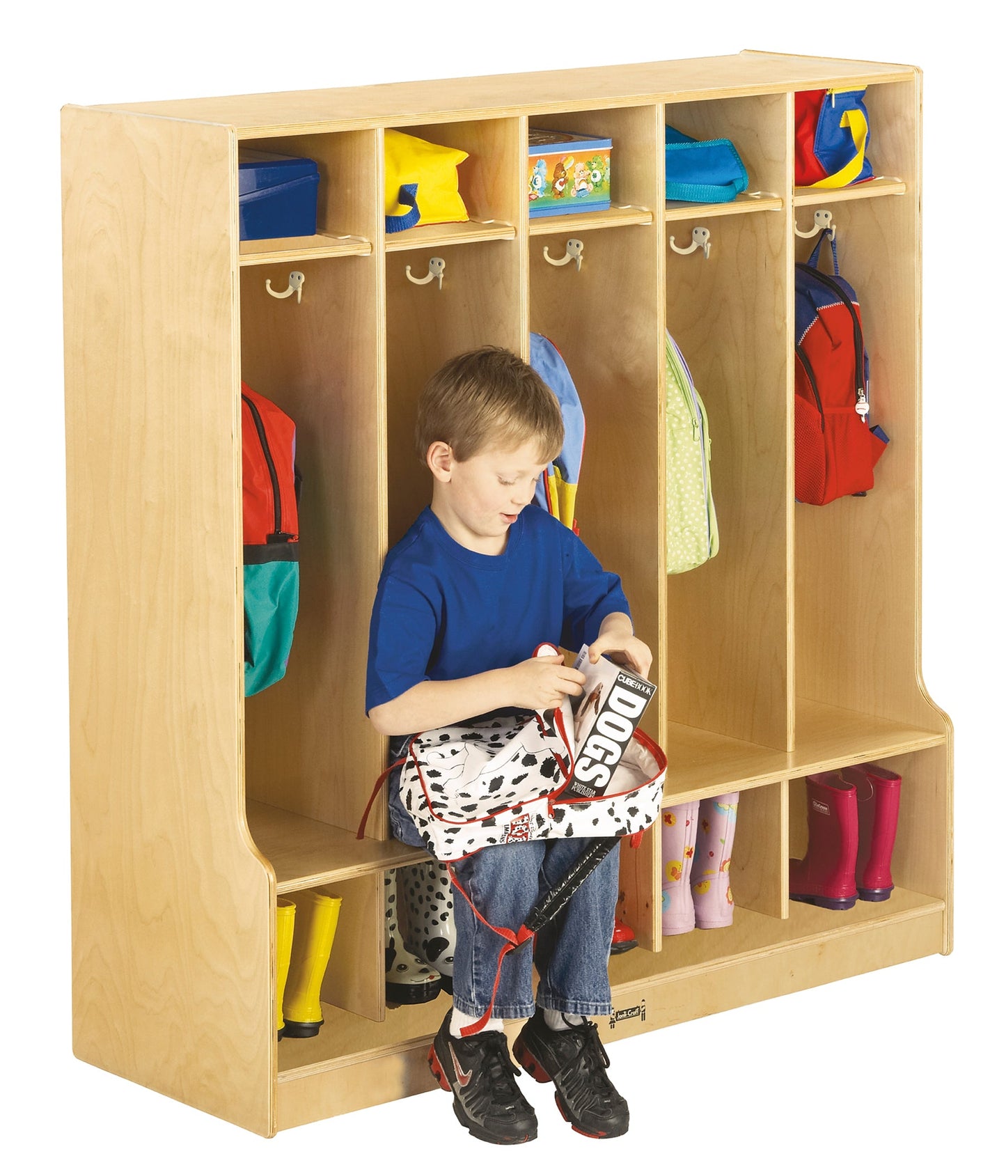 Jonti-Craft 5 Section Coat Locker with Step