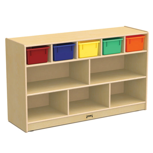 Jonti-Craft Low Combo Mobile Storage Unit - with Colored Bins