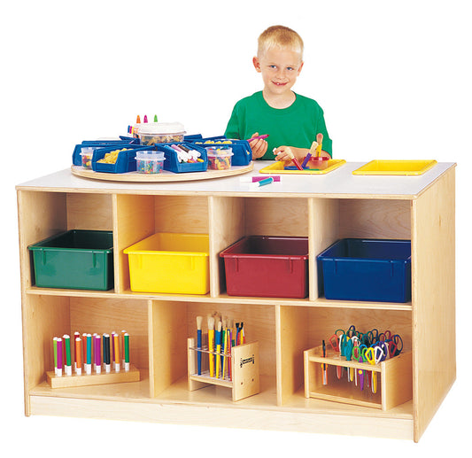 Jonti-Craft Mobile Twin Storage Island - with Colored Trays