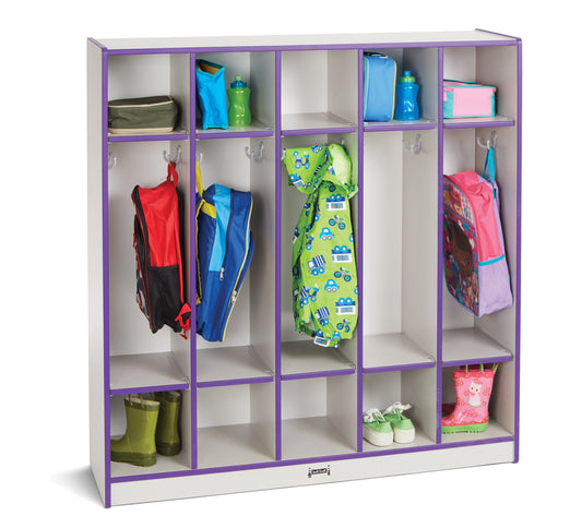 Rainbow Accents 5 Section Coat Locker - Purple