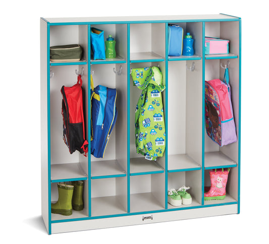 Rainbow Accents 5 Section Coat Locker - Teal