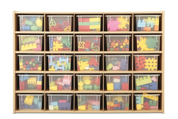 Young Time 25 Cubbie-Tray Storage - with Clear Trays