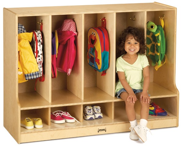 Jonti-Craft Toddler 5 Section Coat Locker with Step - without Trays